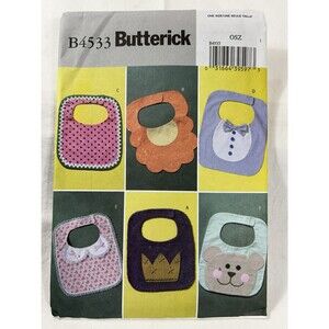Butterick B4533 Baby Bibs Sewing Pattern 6 Designs Uncut Infant DIY